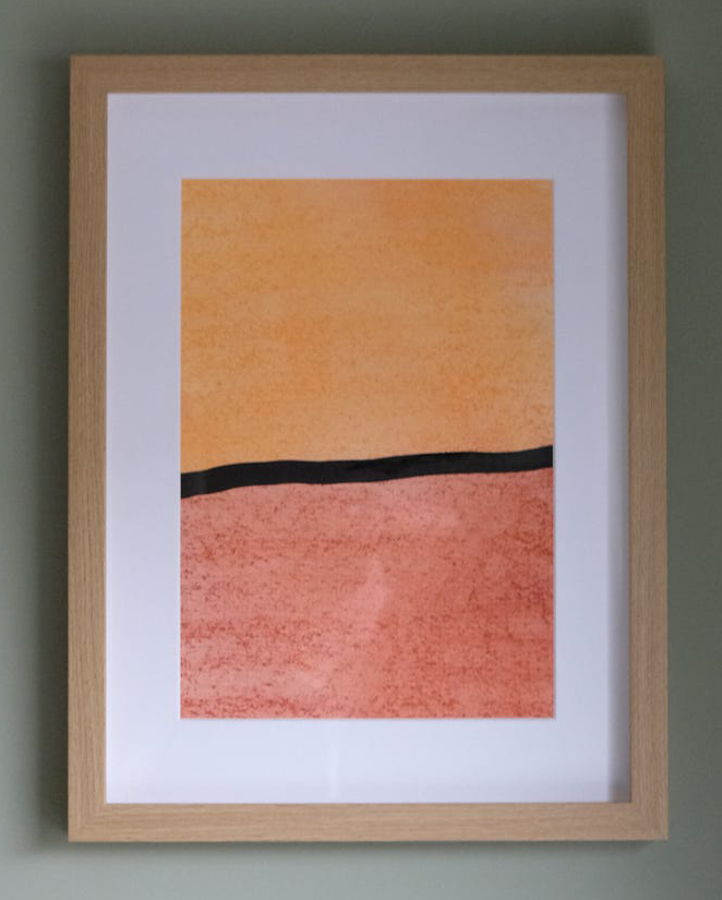 Abstract werk, kleur en horizontale lijn