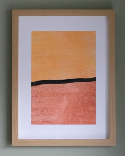 Abstract werk, kleur en horizontale lijn