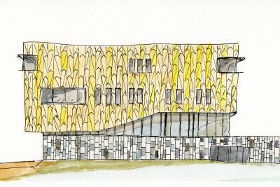 Zinder Tiel Cultuurcentrum – Moderne Architectuur in Aquarel